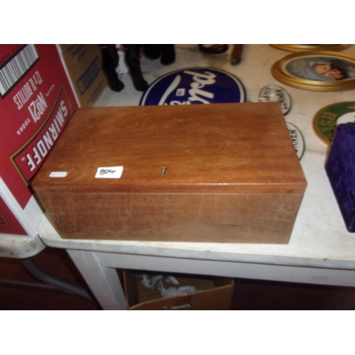 804 - TEAK BOX WITH KEY