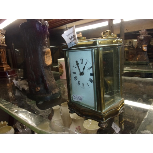 309 - VICTORIAN BRASS CARRIAGE CLOCK PENTLAND 1908