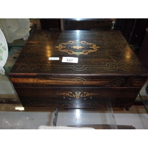 357 - VICTORIAN M.O.P. INLAID ROSEWOOD JEWELLERY BOX