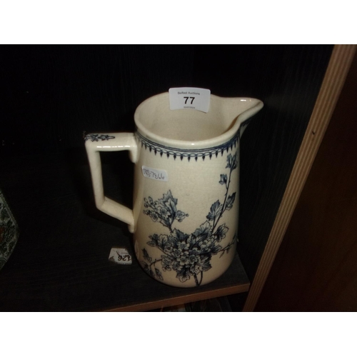 77 - VICTORIAN BLUE AND WHITE JUG