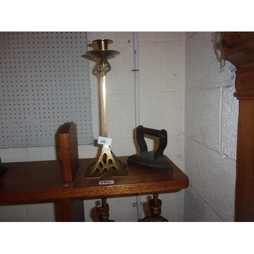 246 - CAST IRON AND CANDLESTICK