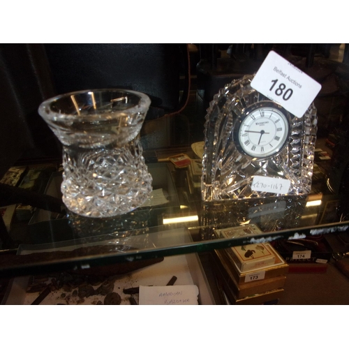 180 - SMALL WATERFORD VASE AND CLOCK