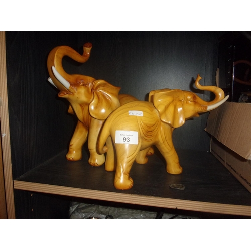 93 - 2 CARVED ELEPHANTS