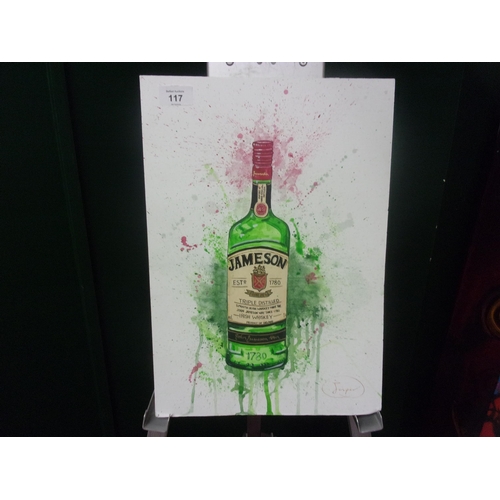 117 - JASPER OIL ON CARD ORIGINAL JAMESON WHISKEY 11.5X16.5