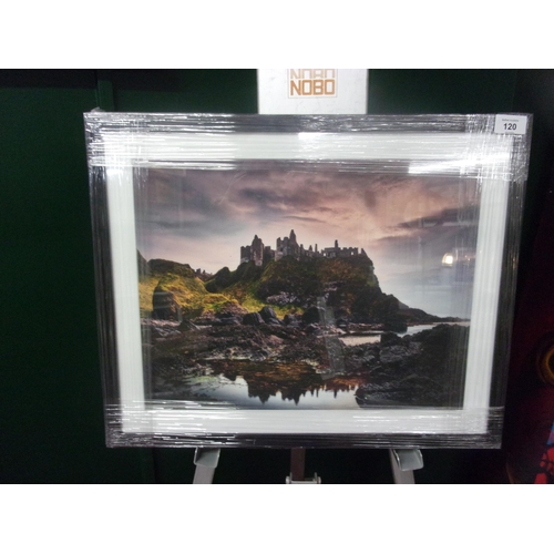 120 - IRISH PHOTOGRAPHY PRINT ON COTTON PAPER WITH A 20X16 GLASS FRAME DUNLUCE CASTLE