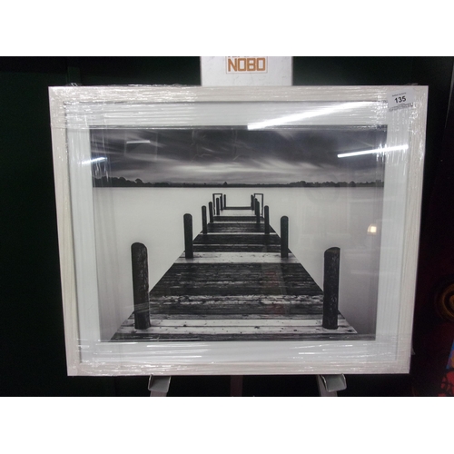 135 - IRISH PHOTOGRAPHY PRINT ON COTTON PAPER WITH A 20X16 GLASS FRAME OXFORD ISLAND JETTY