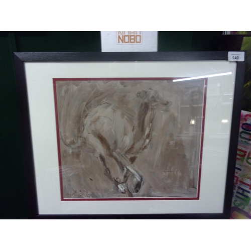 140 - CON CAMPBELL ORIGINAL OIL ON BOARD WITH A 20X16 GLASS FRAME GREY HORSE