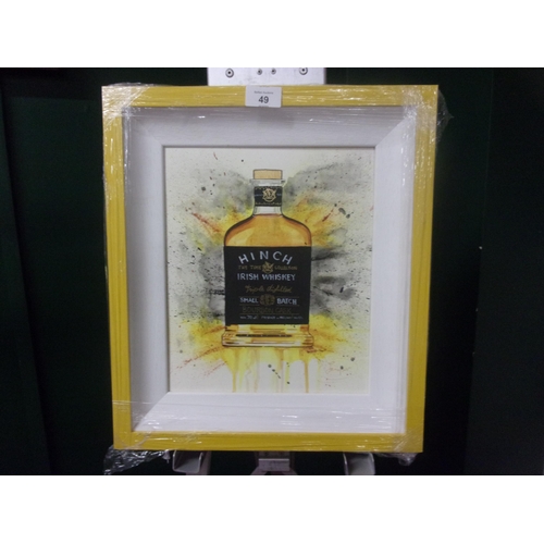 49 - JASPER HINCH WHISKEY 12X10 ORIGINAL OIL ON BOARD WITH A YELLOW FRAME