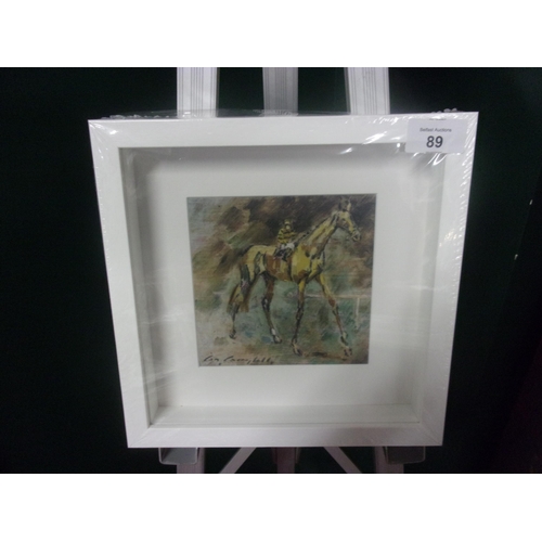 89 - CON CAMPBELL 25X25CM GLASS FRAMED PRINT RACE HORSE