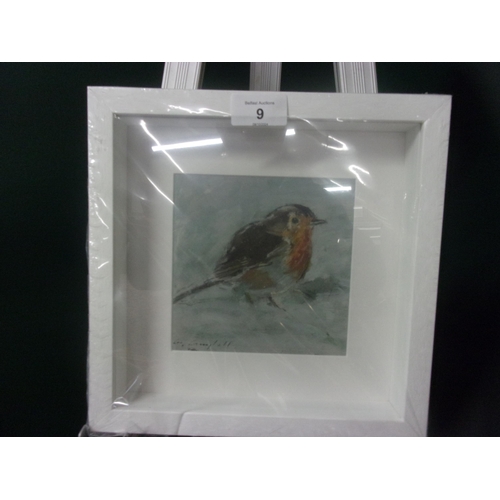 9 - CON CAMPBELL PRINT WITH 25X25CM GLASS FRAME ROBIN