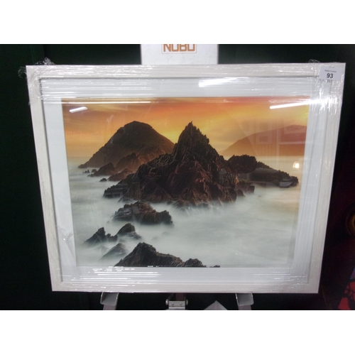 93 - IRISH PHOTOGRAPHY PRINTED ON COTTON PAPER WITH A 20X16 GLASS FRAME BLASKET SUNSET