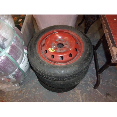 453 - 4 TYRES 2 WITH RIMS