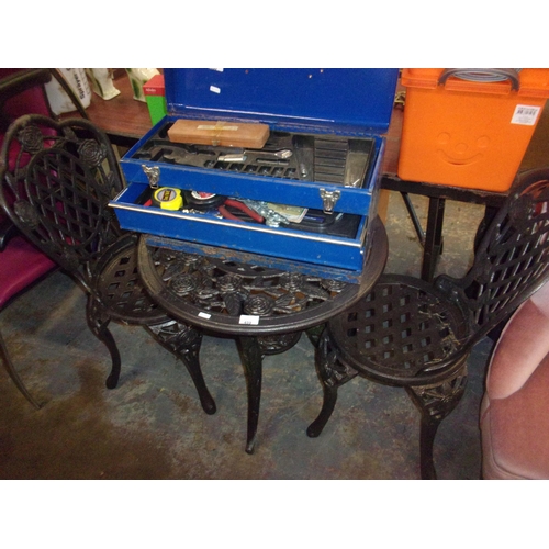 459 - CAST BISTRO TABLE + CHAIRS