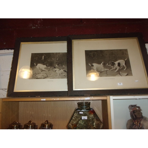 127 - 2 VINTAGE FRAMED DOG PRINTS