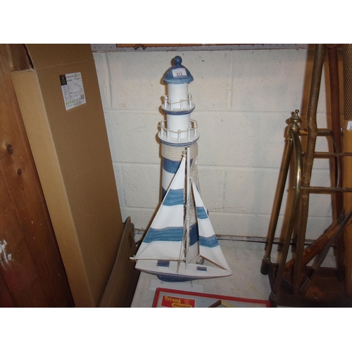 273 - LIGHTHOUSE + BOAT ORNAMENTS