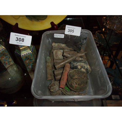 305 - WWII SPENT AMMO ETC