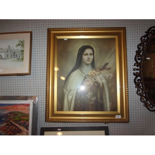 363 - FRAMED HOLY PICTURE PRINT OF SANCTA THERESA A JESU IN FANTE