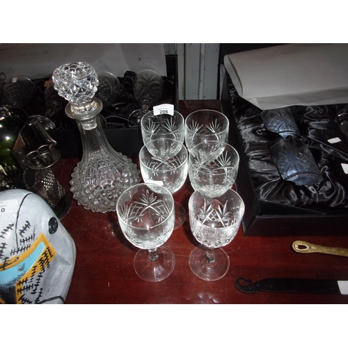 208 - DECANTER AND GLASSES