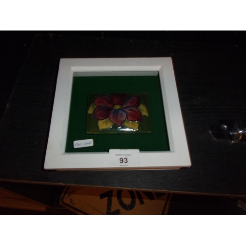 93 - FRAMED MOORECRAFT PLAQUE