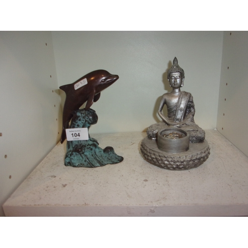 104 - BRONZE DOLPHIN + BUDDAH