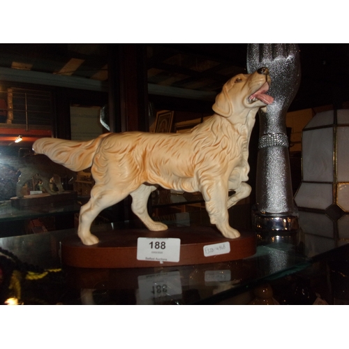 188 - ROYAL DOULTON GOLDEN RETRIEVER ON WOODEN PLINTH