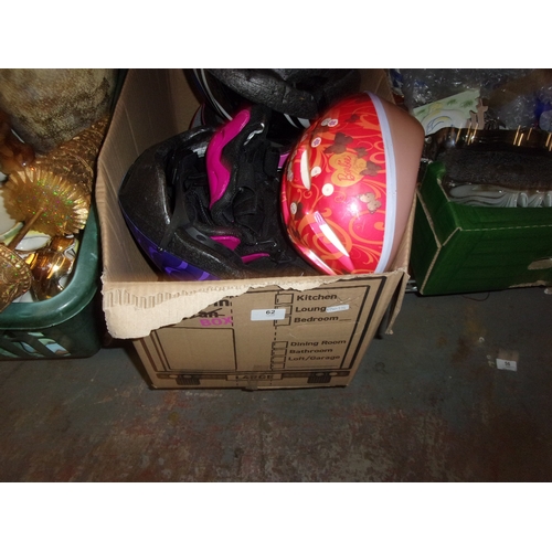 62 - BOX OF HELMETS