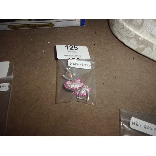 125 - SILVER MOON SHAPE GEM SET EARRINGS
