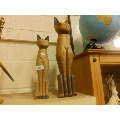163 - 2 CARVED CATS