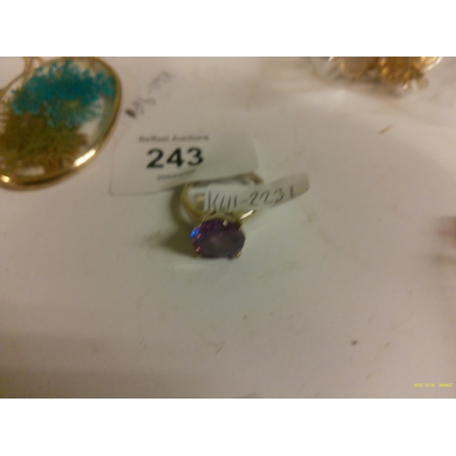 243 - SILVER AMETHYST SET RING