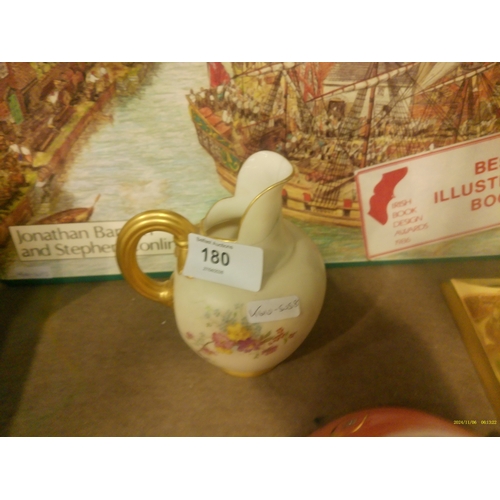 180 - ROYAL WORCESTER H/PAINTED JUG C 1900 A/F