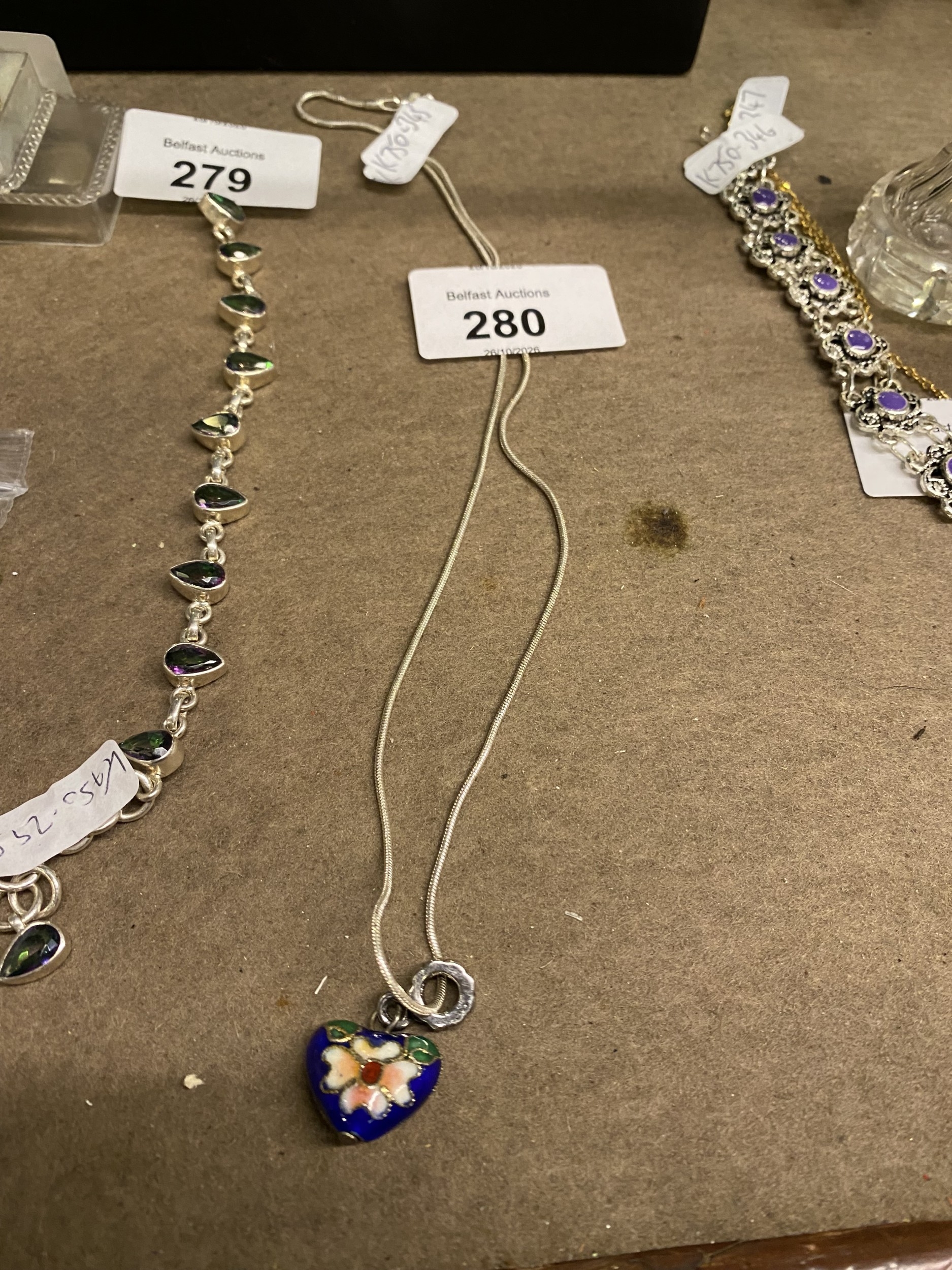 ENAMEL HEART PENDANT ON SILVER CHAIN