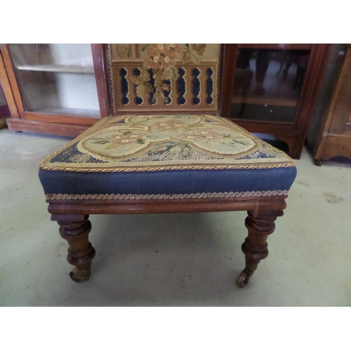 42 - Antique 'Prie Dieu' Tapestry Upholstered Prayer Chair