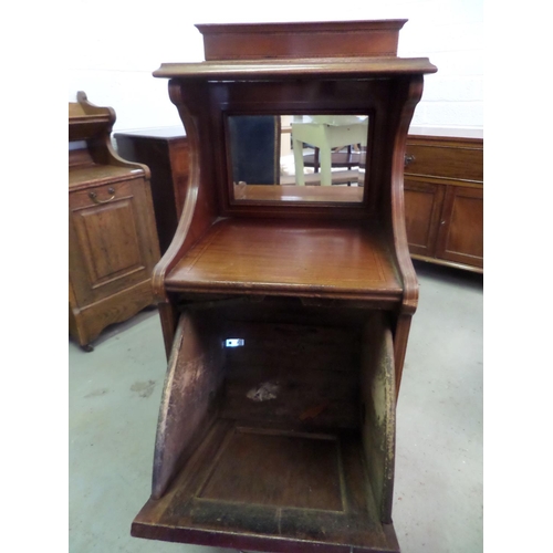 44 - Antique Mahogany Inlaid Coal Scuttle with Inset Mirror early 20th Century