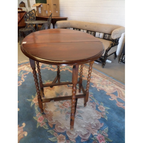 57 - Period Drop Leaf Oak Table with Turned Legs