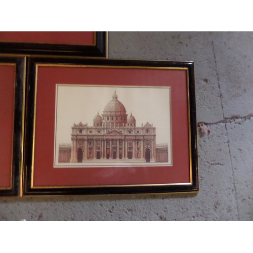 102 - 5 x Architectural Drawings in Black and Gold Frames