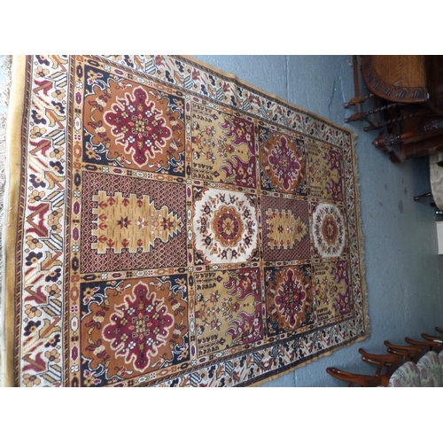 125 - 286 x 198cm Handmade Red and Gold Patterned Rug