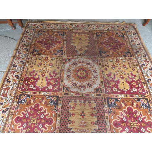 127 - Large Red and Gold Handmade Patterned Rug - Some Wear