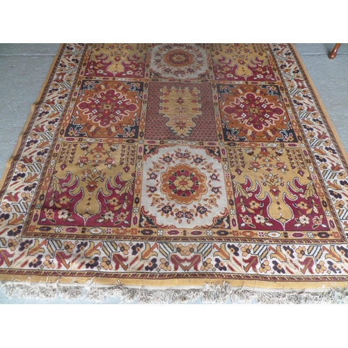 127 - Large Red and Gold Handmade Patterned Rug - Some Wear