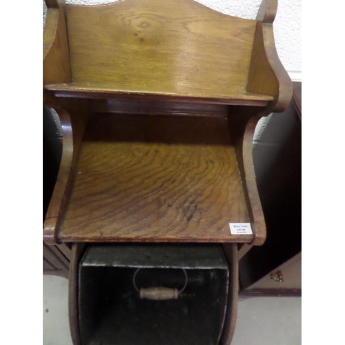 49 - Antique Oak Coal Scuttle Perdonium Early 20th Century