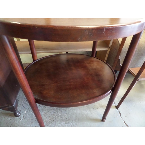 60 - Vintage Mahogany Stained Beech Wood Table with Lower Shelf