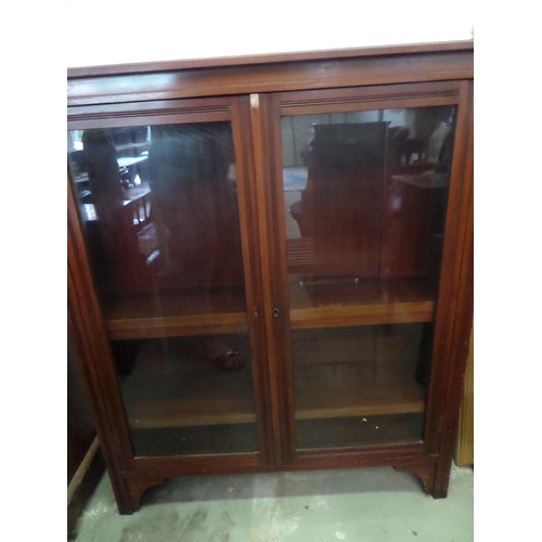 63 - Double Fronted Mahogany Display Cabinet