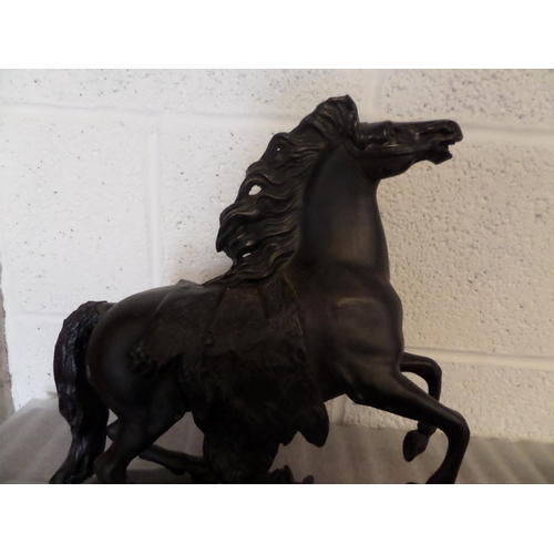 68 - Black Stallion Cast Metal Possibly Spelter - In Need of Repair