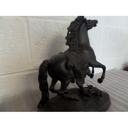 68 - Black Stallion Cast Metal Possibly Spelter - In Need of Repair