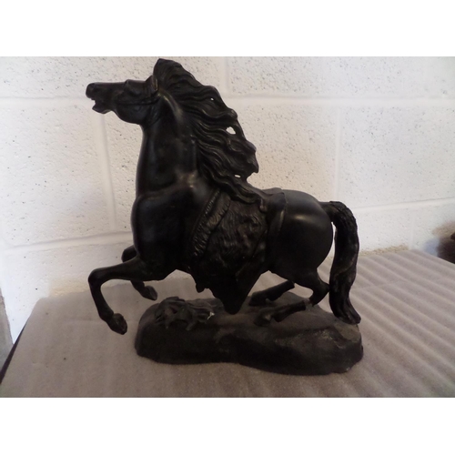 68 - Black Stallion Cast Metal Possibly Spelter - In Need of Repair