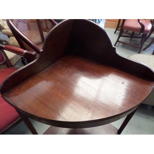 75 - Curved 2 Tier Mahogany Hall Table with Up-stand