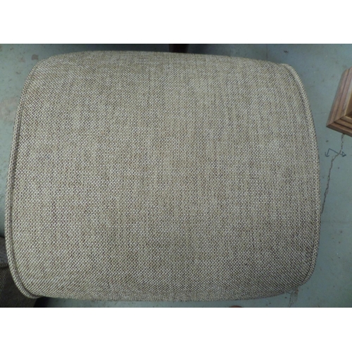 76 - 2 Large Beige Upholstered Foot Stools with Wooden Legs