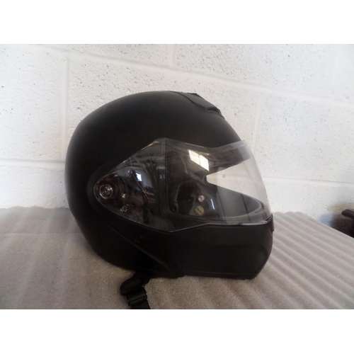 81 - Black Flip Front Motorcycle Helmet with Visor , Medium Size