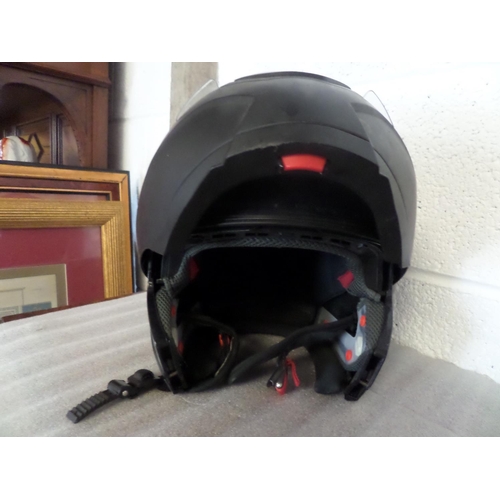 81 - Black Flip Front Motorcycle Helmet with Visor , Medium Size