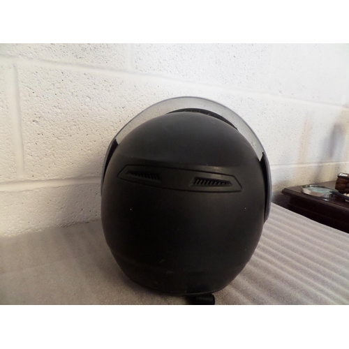 81 - Black Flip Front Motorcycle Helmet with Visor , Medium Size