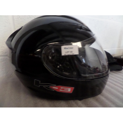 83 - AGV K-3 Black Motorcycle Helmet with Visor and Protective Bag, Size Medium